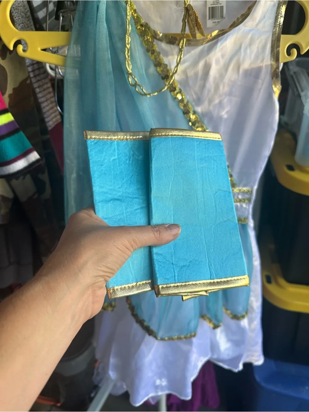 Girls Blue and White goddess Costume with Gold Trim